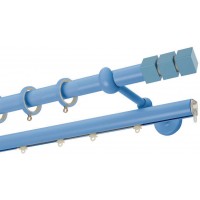 Κουρτινόξυλο διπλό με σιδηρόδρομο Γαλάζιο-Γκρι Color Pop Zogometal Φ25mm CP0473