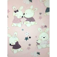 Ύφασμα παιδικό με το μέτρο Dream rabbit pink 5-2223