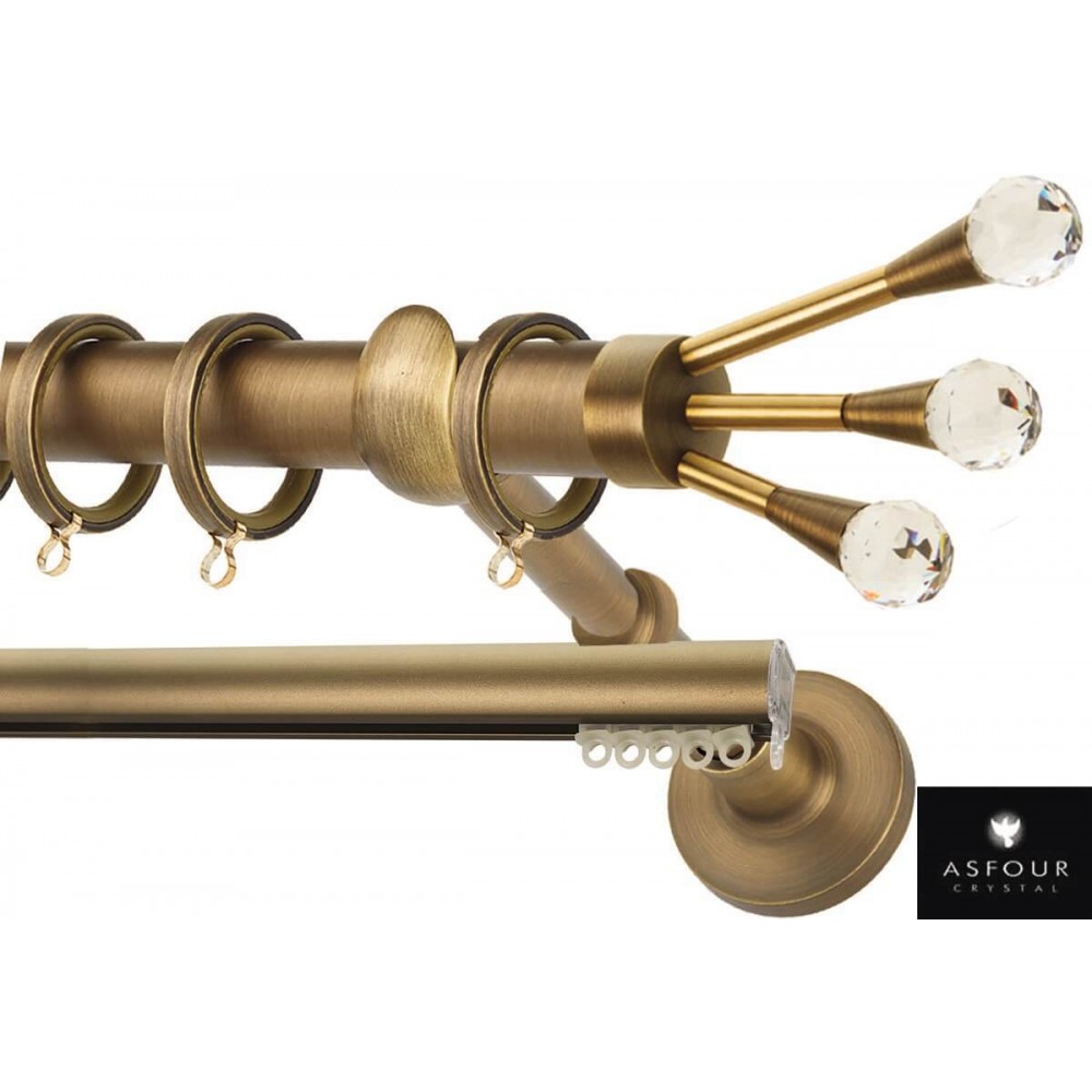 Κουρτινόξυλο διπλό οβάλ μπρονζέ Zogometal Prestige collection PR0433 Φ25mm Asfour