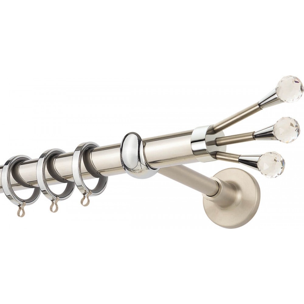 Κουρτινόξυλο μονό χρώμιο νίκελ ματ Prestige LX PR0433 Φ25mm Asfour 