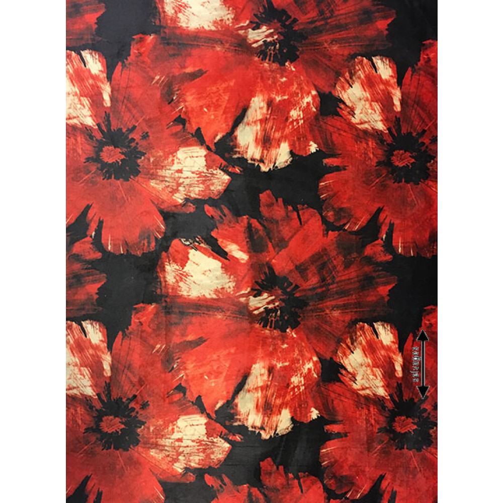 Ύφασμα velvet εμπριμέ με το μέτρο Rihanna red 2-2402