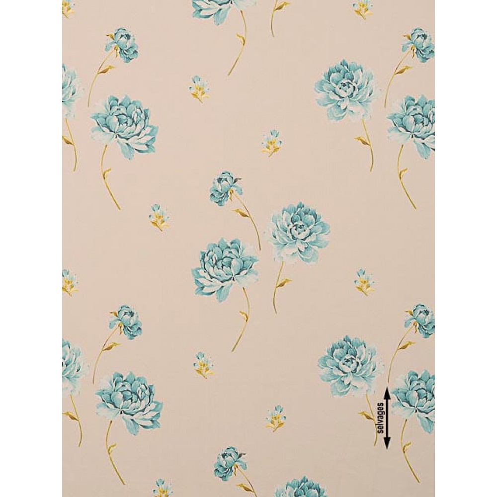 Ύφασμα σταμπάτο εμπριμέ Rosalie turquoise 2-4246