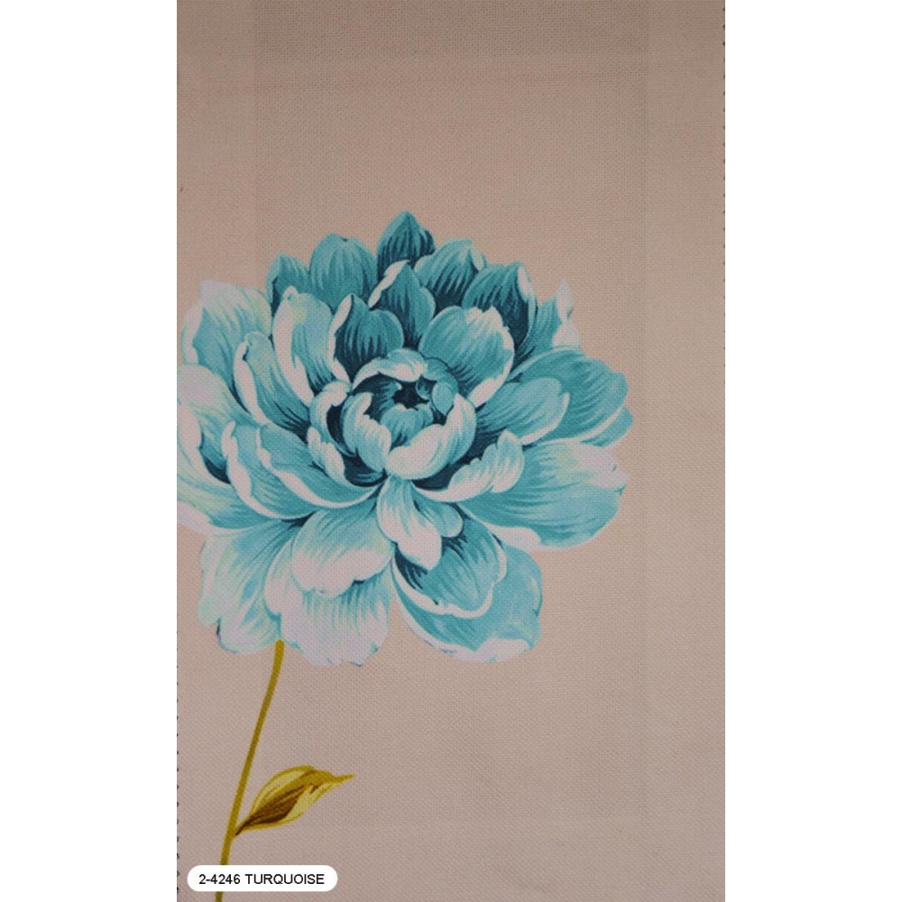 Ύφασμα σταμπάτο εμπριμέ Rosalie turquoise 2-4246