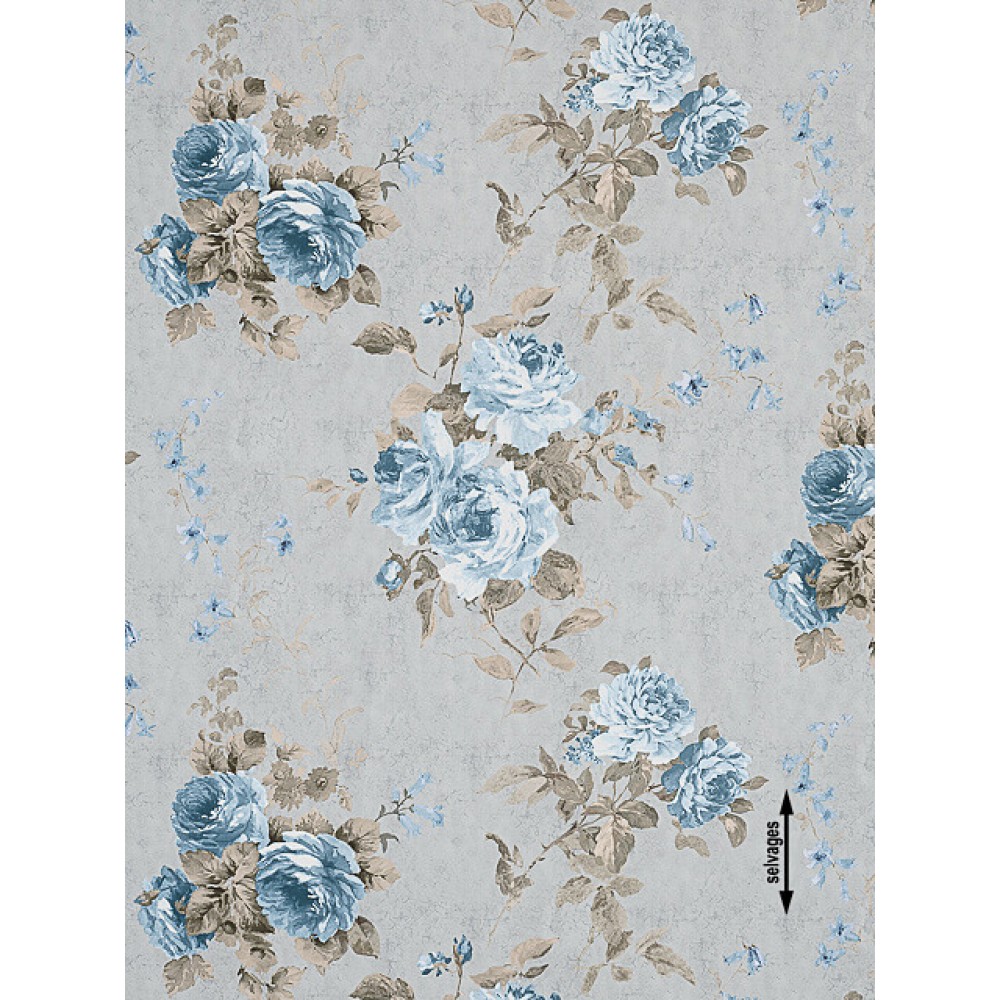 Ύφασμα σταμπάτο εμπριμέ Amanda blue 2-4257
