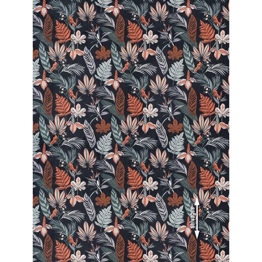 Ύφασμα velvet εμπριμέ με το μέτρο 2-4651 Atzeko Black 2218