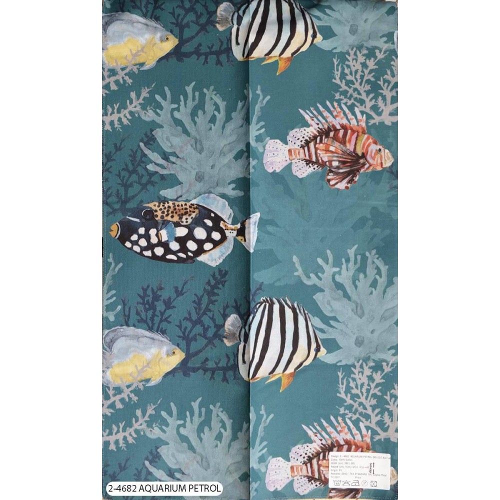 Βαμβακερό ύφασμα παιδικό 2-4682 Aquarium petrol 280cm 2231