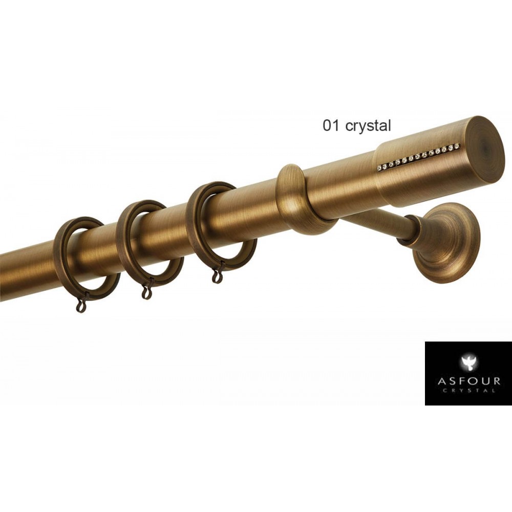 Κουρτινόξυλο Zogometal Crystal Asfour μονό μπρονζέ CR0457 Φ35mm