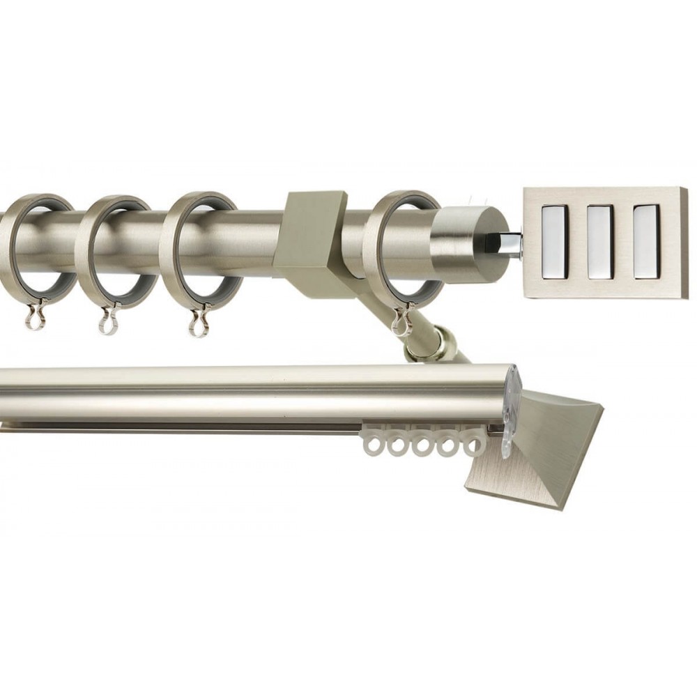 Κουρτινόξυλο διπλό οβάλ νίκελ ματ Zogometal Prestige collection PR4019 Φ25mm  