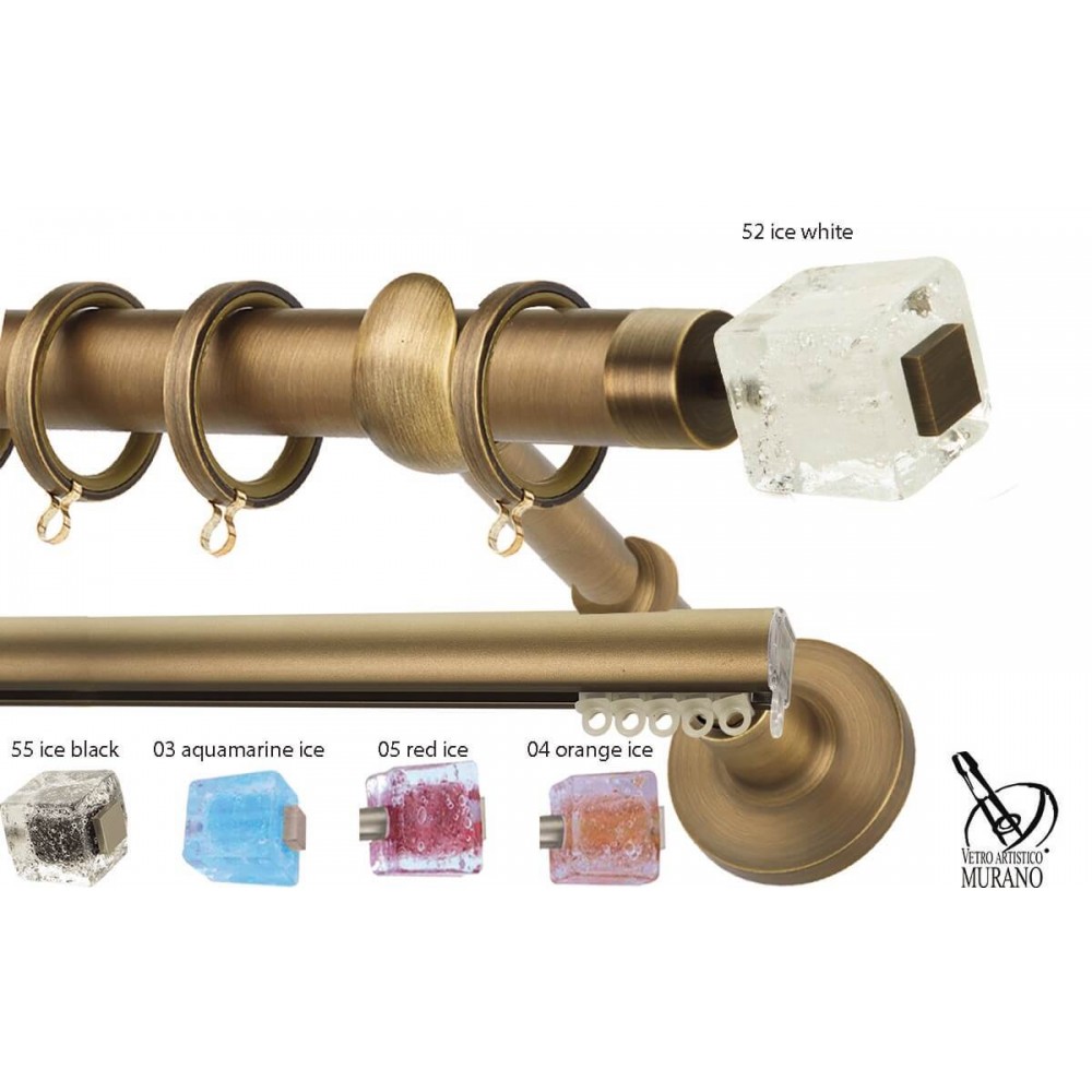 Κουρτινόξυλο διπλό οβάλ μπρονζέ Zogometal Prestige collection PR4058 Φ25mm Murano