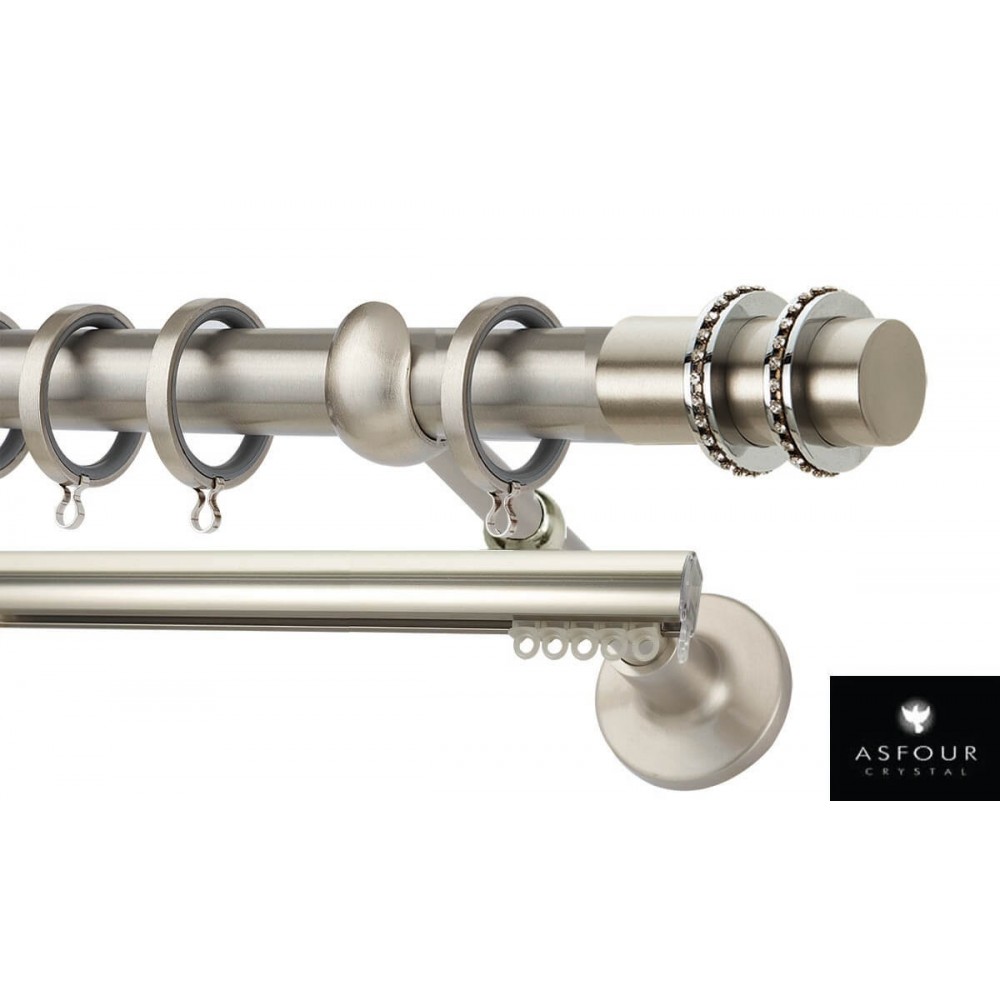 Κουρτινόξυλο διπλό οβάλ νίκελ ματ Zogometal Prestige collection PR4117 Φ25mm Asfour