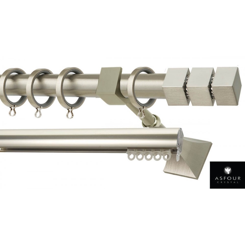 Κουρτινόξυλο διπλό οβάλ νίκελ ματ Zogometal Prestige collection PR4131 Φ25mm Asfour
