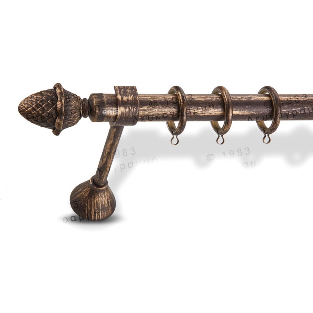 Κουρτινόξυλο μονό by Enis Forged koukounara 870838 rust-bronze