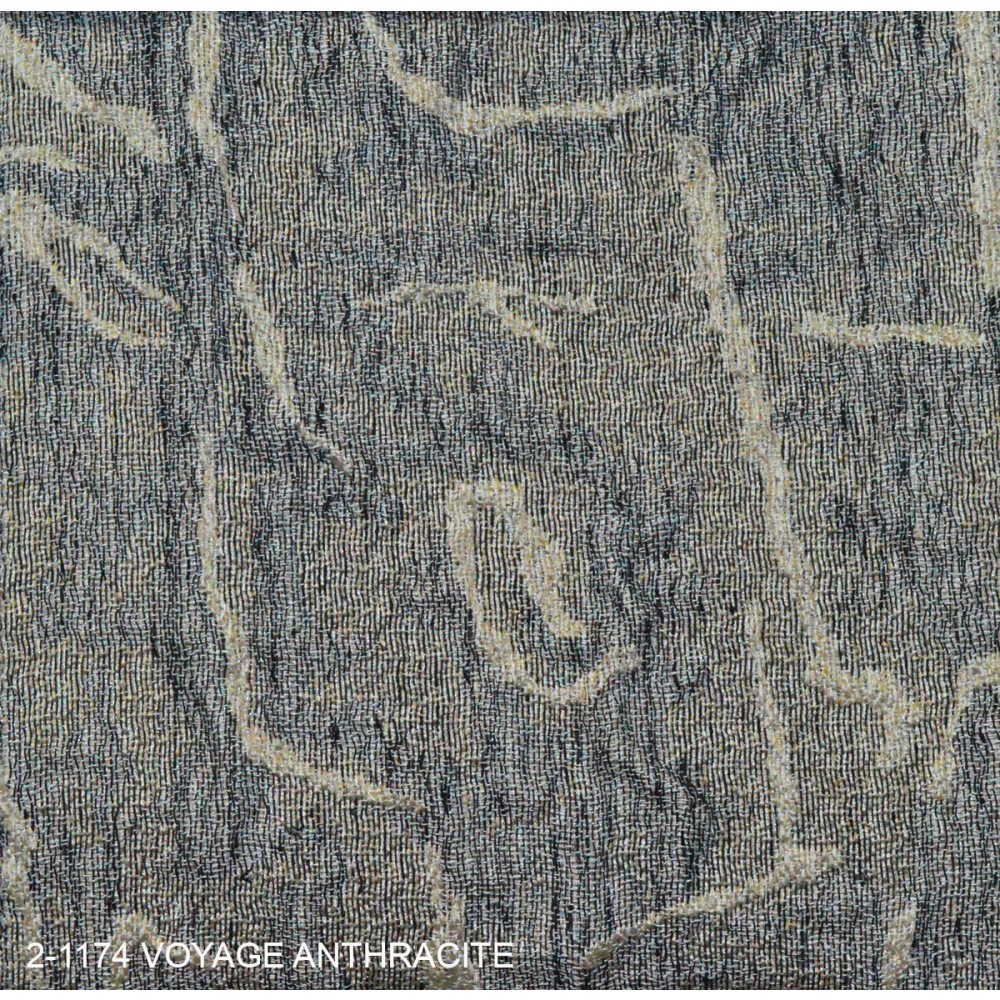 Ύφασμα σαλονιού ζακάρ με το μέτρο Voyage Anthracite 2-1174