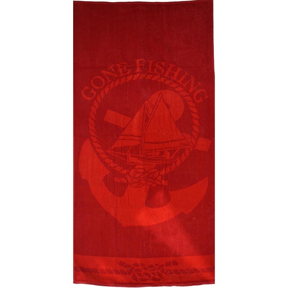 Πετσέτα θαλάσσης Cone fishing red βελουτέ 85x170cm