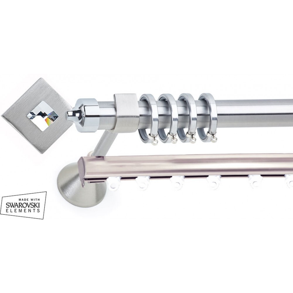 Κουρτινόξυλο διπλό οβάλ νίκελ σατινέ Ermis metal Anartisi Φ25mm