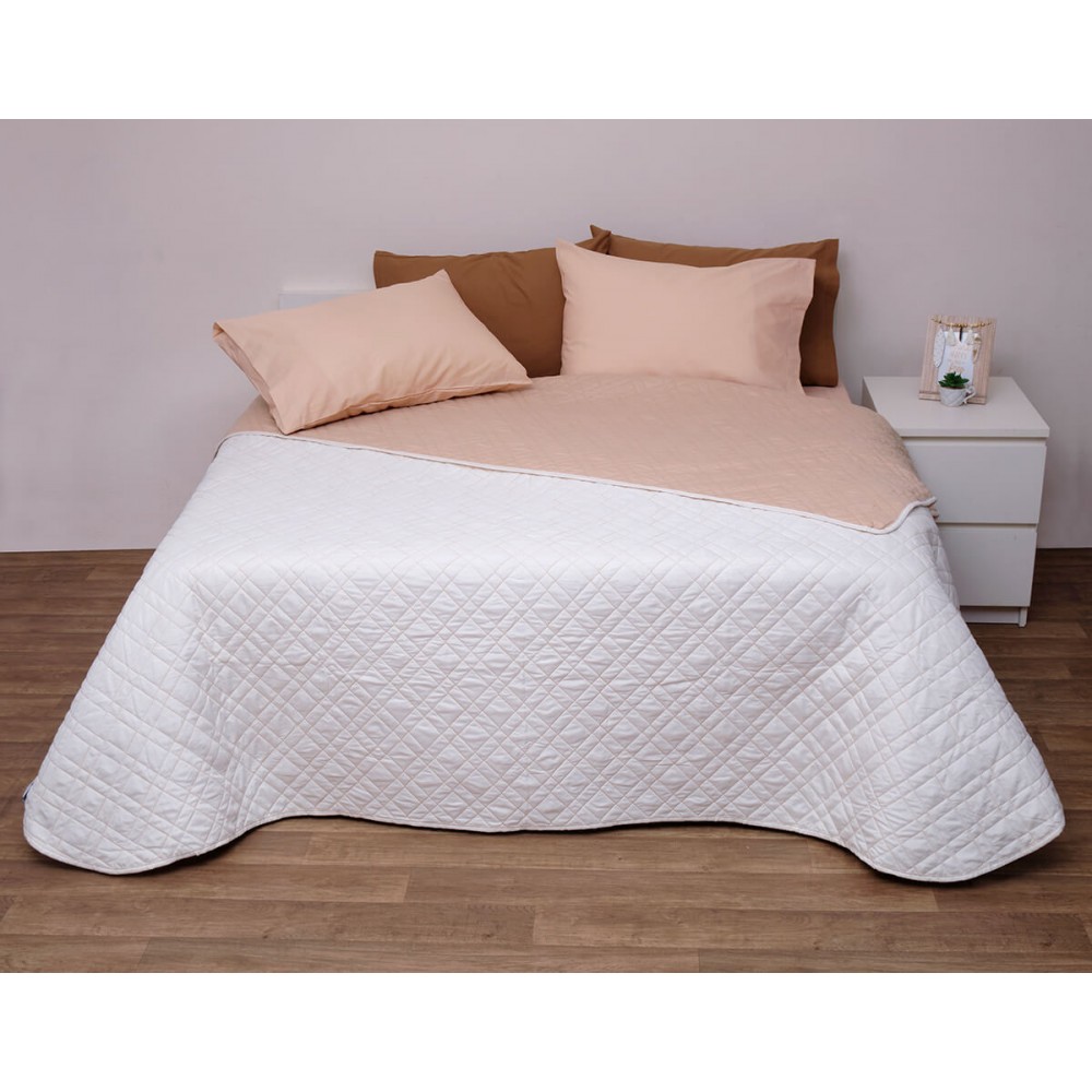 Κουβερλί δίχρωμο μονό Viopros Microfibre collection εκρού μπεζ 160x240