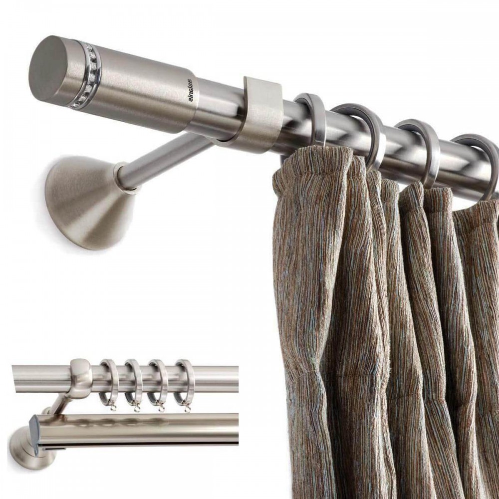 Κουρτινόξυλο Aslanis Home Lemon Νίκελ διπλό οβάλ inox Φ25mm