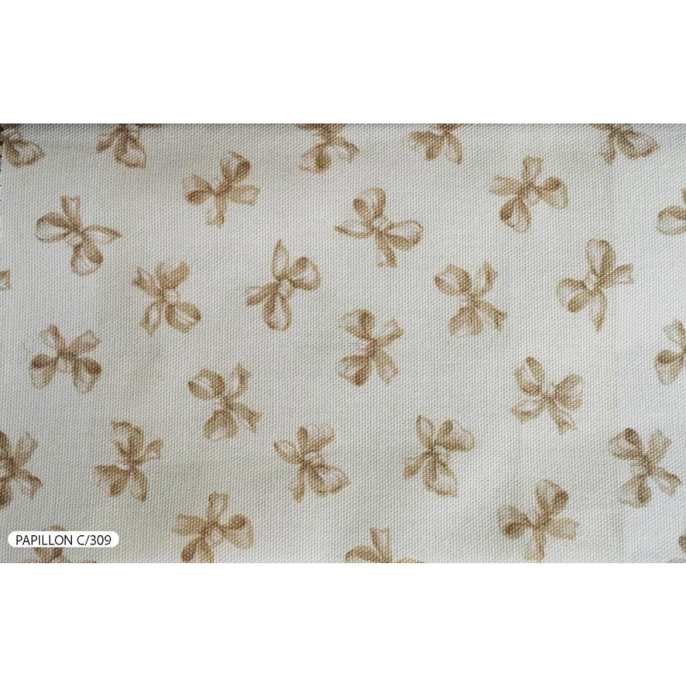 Ύφασμα εμπριμέ μπεζ Papillon C/309 με το μέτρο