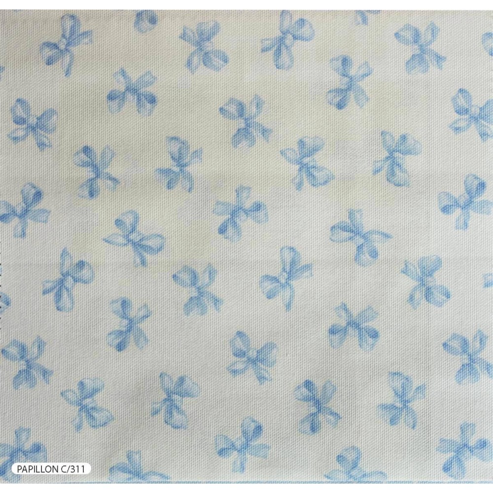 Ύφασμα εμπριμέ σιέλ Papillon C/311 με το μέτρο