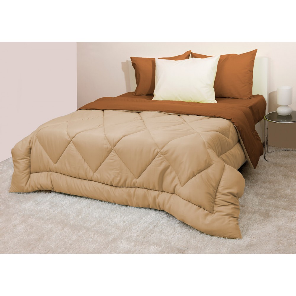 Πάπλωμα υπέρδιπλο Viopros Microfibre μπεζ καφέ 220x240 