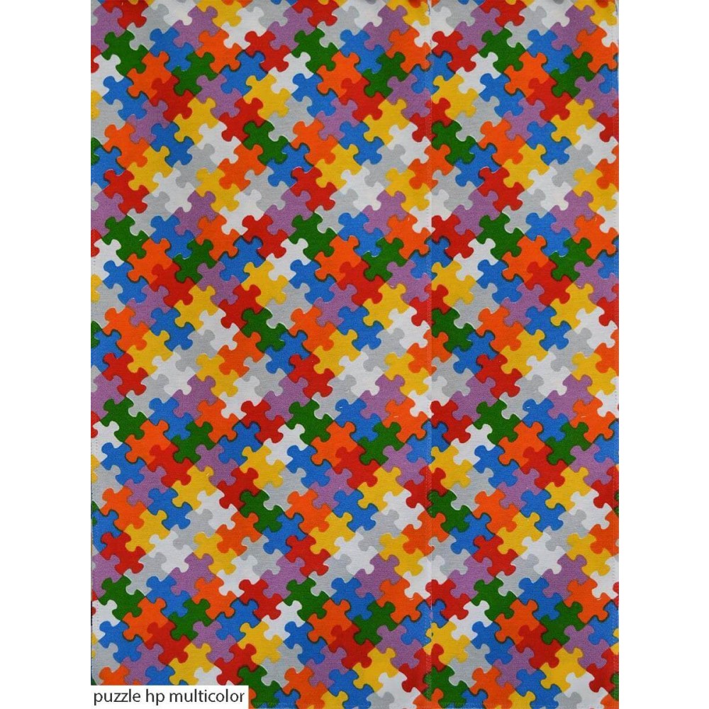 Ύφασμα λονέτα εμπριμέ Puzzle multicolor με το μέτρο