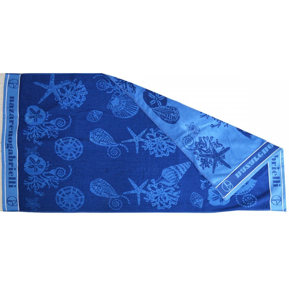 Πετσέτα θαλάσσης Shells blue βελουτέ_1